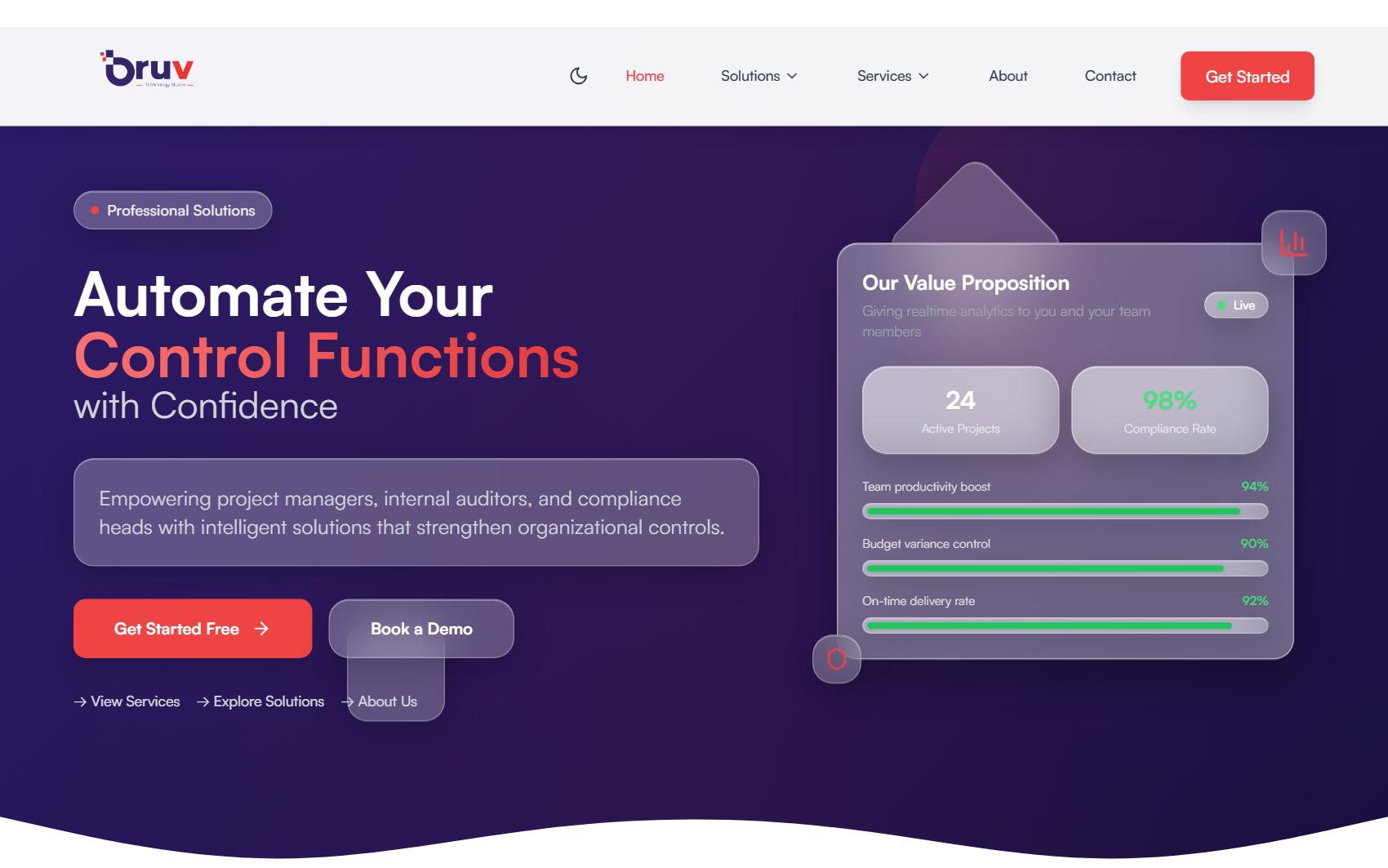 Screenshot of the Bruv website