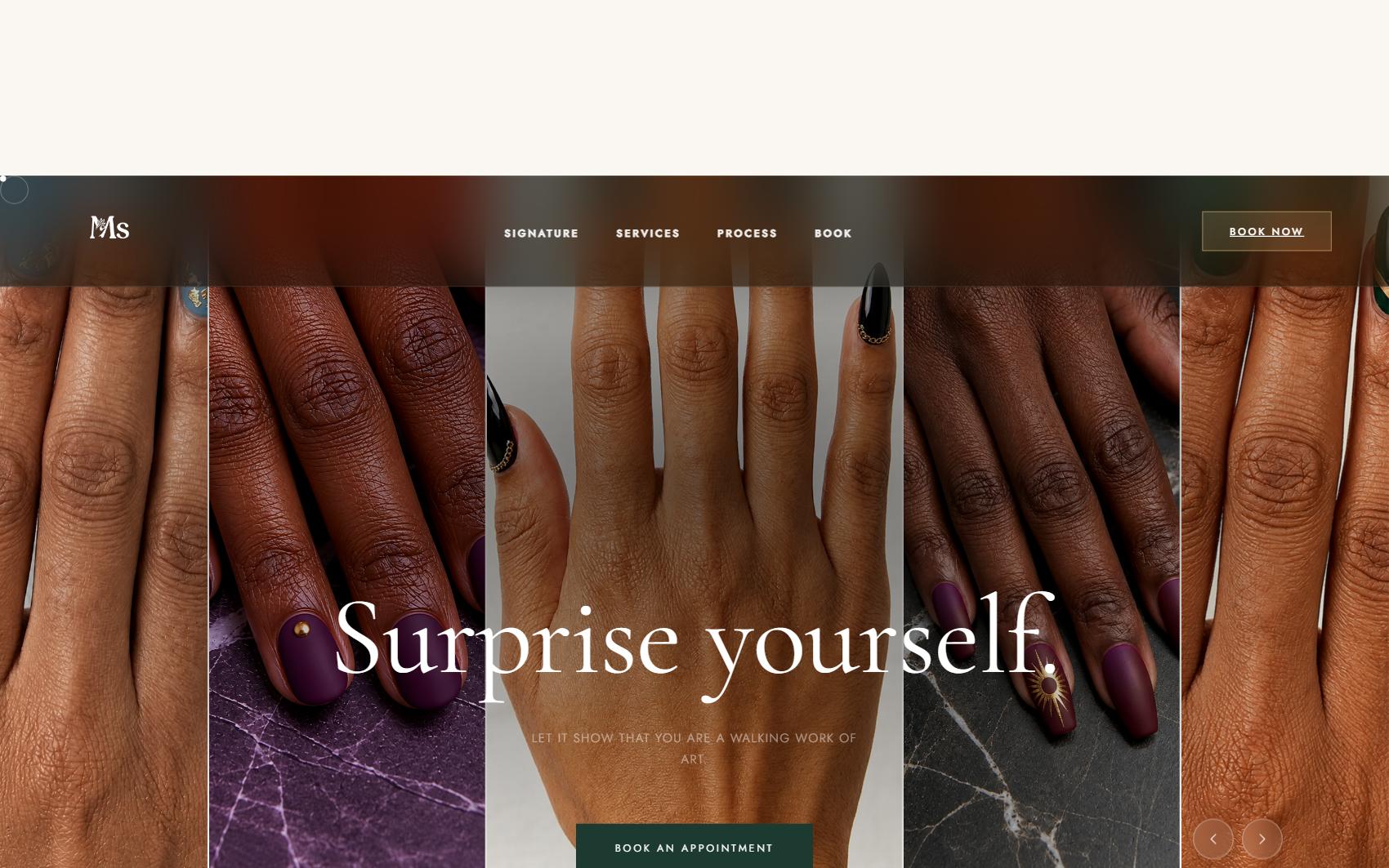 Screenshot of the Ms Nails Nairobi website