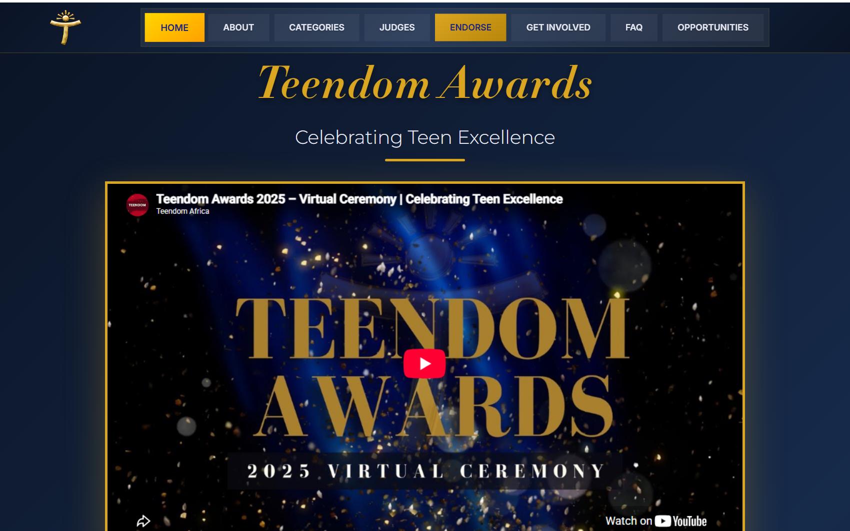 Screenshot of the Teendom Africa website