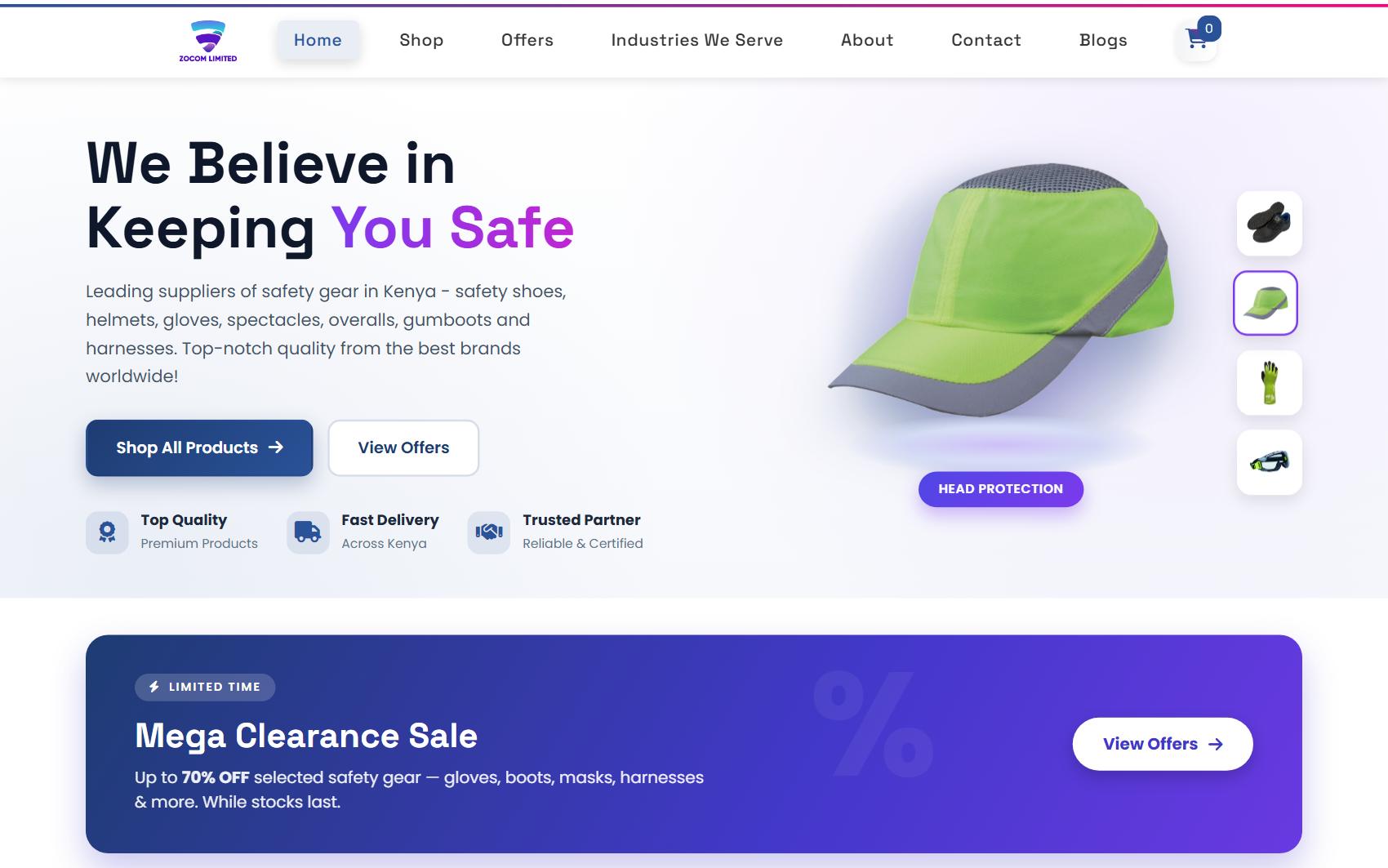 Screenshot of the Zocom Limited website